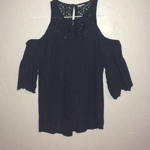 Navy Blue Hollister Off the Shoulder Top